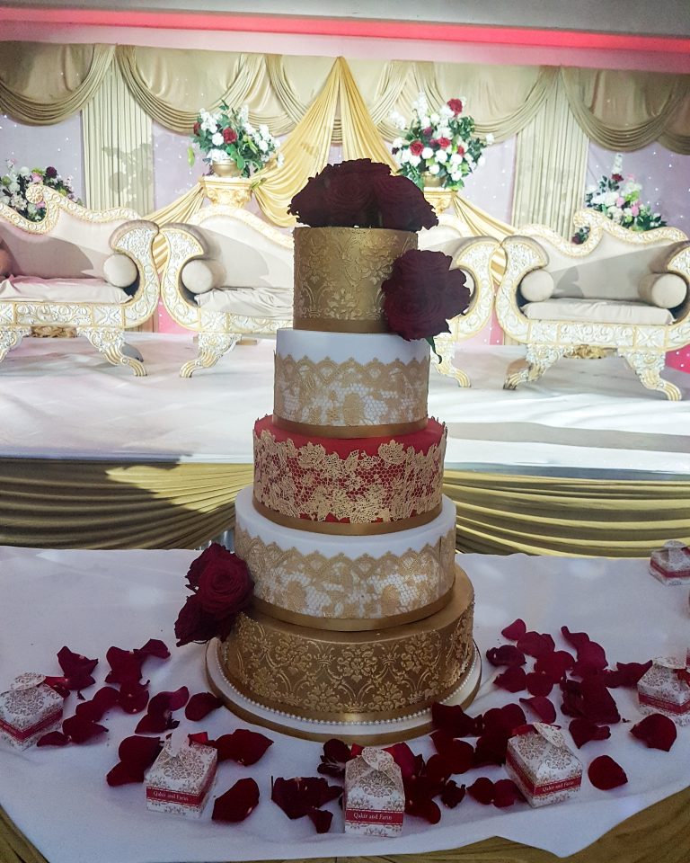 Red And Gold Wedding Cakes